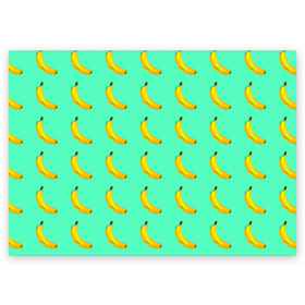 Поздравительная открытка с принтом Banana в Новосибирске, 100% бумага | плотность бумаги 280 г/м2, матовая, на обратной стороне линовка и место для марки
 | banana | fruits | vegan | vegetables | vegetarian | банан | веган | вегетарианство | еда | овощи | фрукты