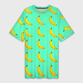 Платье-футболка 3D с принтом Banana в Новосибирске,  |  | banana | fruits | vegan | vegetables | vegetarian | банан | веган | вегетарианство | еда | овощи | фрукты