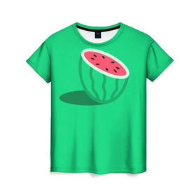 Женская футболка 3D с принтом Арбуз в Новосибирске, 100% полиэфир ( синтетическое хлопкоподобное полотно) | прямой крой, круглый вырез горловины, длина до линии бедер | Тематика изображения на принте: fruits | vegan | vegetables | vegetarian | веган | вегетарианство | еда | овощи | фрукты