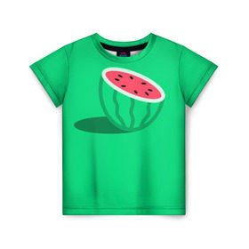 Детская футболка 3D с принтом Арбуз в Новосибирске, 100% гипоаллергенный полиэфир | прямой крой, круглый вырез горловины, длина до линии бедер, чуть спущенное плечо, ткань немного тянется | fruits | vegan | vegetables | vegetarian | веган | вегетарианство | еда | овощи | фрукты