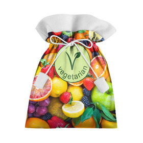 Подарочный 3D мешок с принтом Vegetarian в Новосибирске, 100% полиэстер | Размер: 29*39 см | fruits | vegan | vegetables | vegetarian | веган | вегетарианство | еда | овощи | фрукты
