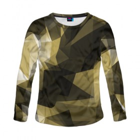 Женский лонгслив 3D с принтом Camo - Black & Yellow (Чёрно-жёлтый камуфляж) в Новосибирске, 100% полиэстер | длинные рукава, круглый вырез горловины, полуприлегающий силуэт | Тематика изображения на принте: 0x000000123 | camo | камуфляж