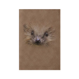 Обложка для паспорта матовая кожа с принтом Ёжик в Новосибирске, натуральная матовая кожа | размер 19,3 х 13,7 см; прозрачные пластиковые крепления | голова | еж | ежик | животные | мордочка | природа