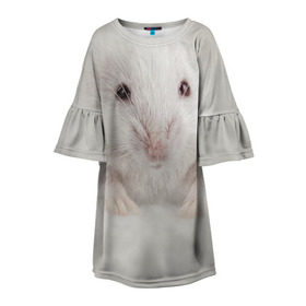Детское платье 3D с принтом Крыса в Новосибирске, 100% полиэстер | прямой силуэт, чуть расширенный к низу. Круглая горловина, на рукавах — воланы | животные | крыса | мордочка | мышка | мышь | природа