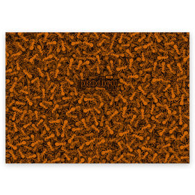 Поздравительная открытка с принтом The Prodigy в Новосибирске, 100% бумага | плотность бумаги 280 г/м2, матовая, на обратной стороне линовка и место для марки
 | муравей | оранжевый | панк | паттерн | продиджи | рейв | текстура | техно