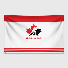 Флаг-баннер с принтом TEAM CANADA в Новосибирске, 100% полиэстер | размер 67 х 109 см, плотность ткани — 95 г/м2; по краям флага есть четыре люверса для крепления | Тематика изображения на принте: 2017 | canada | team | teamcanada | канада | мира | россия | хоккей | чемпионат | чм2017