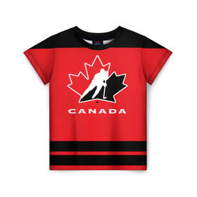 Детская футболка 3D с принтом TEAM CANADA в Новосибирске, 100% гипоаллергенный полиэфир | прямой крой, круглый вырез горловины, длина до линии бедер, чуть спущенное плечо, ткань немного тянется | 2017 | canada | hochey | team | teamcanada | канада | мира | россия | хоккей | чемпионат | чм2017