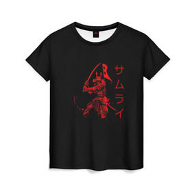 Женская футболка 3D с принтом Японские иероглифы - самурай в Новосибирске, 100% полиэфир ( синтетическое хлопкоподобное полотно) | прямой крой, круглый вырез горловины, длина до линии бедер | азия | воин | катана | меч | сегун | сэнсэй | харакири | честь | японец | япония