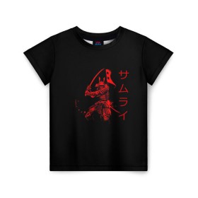 Детская футболка 3D с принтом Японские иероглифы - самурай в Новосибирске, 100% гипоаллергенный полиэфир | прямой крой, круглый вырез горловины, длина до линии бедер, чуть спущенное плечо, ткань немного тянется | Тематика изображения на принте: азия | воин | катана | меч | сегун | сэнсэй | харакири | честь | японец | япония