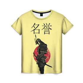 Женская футболка 3D с принтом Японский самурай (честь) в Новосибирске, 100% полиэфир ( синтетическое хлопкоподобное полотно) | прямой крой, круглый вырез горловины, длина до линии бедер | meiyo | самурай | япония