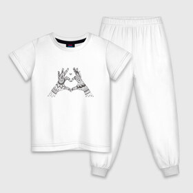 Детская пижама хлопок с принтом Сердечко в Новосибирске, 100% хлопок |  брюки и футболка прямого кроя, без карманов, на брюках мягкая резинка на поясе и по низу штанин
 | дзентангл | дудлы | пальцы | раскраска | руки | ручная графика | сердечко | узоры | черно белое