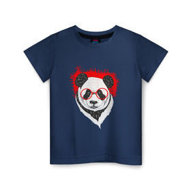 Детская футболка хлопок с принтом Умная панда в Новосибирске, 100% хлопок | круглый вырез горловины, полуприлегающий силуэт, длина до линии бедер | абстрактная | каракули | милая | очкарик | очки | панда | ручная графика | умный