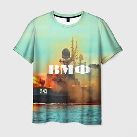Мужская футболка 3D с принтом Военный корабль в Новосибирске, 100% полиэфир | прямой крой, круглый вырез горловины, длина до линии бедер | 3d | blue | боевой | брызги | вмф | вода | военный | волны | исторический | капли | корабль | лето | море | моряк | океан | природа | ракеты | силовые структуры | шторм