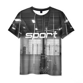 Мужская футболка 3D с принтом Спортзал в Новосибирске, 100% полиэфир | прямой крой, круглый вырез горловины, длина до линии бедер | crossfit | атлетика | зал | качалка | кроссфит | тренажер | тяжелая | фитнес