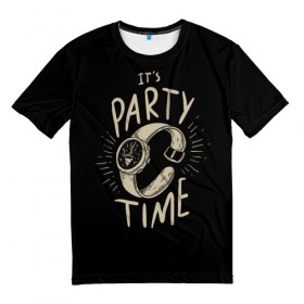 Мужская футболка 3D с принтом Party time в Новосибирске, 100% полиэфир | прямой крой, круглый вырез горловины, длина до линии бедер | Тематика изображения на принте: 