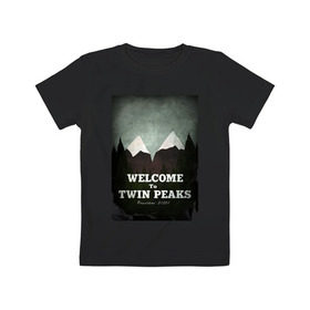 Детская футболка хлопок с принтом Twin Peaks в Новосибирске, 100% хлопок | круглый вырез горловины, полуприлегающий силуэт, длина до линии бедер | Тематика изображения на принте: twin peaks | дэвид линч | лес | лора палмер | сова | твин пикс | туман