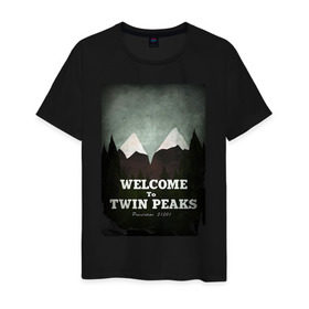 Мужская футболка хлопок с принтом Twin Peaks в Новосибирске, 100% хлопок | прямой крой, круглый вырез горловины, длина до линии бедер, слегка спущенное плечо. | twin peaks | дэвид линч | лес | лора палмер | сова | твин пикс | туман