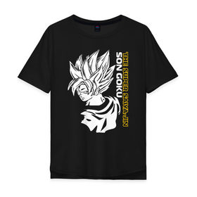 Мужская футболка хлопок Oversize с принтом Super Saiya-jin в Новосибирске, 100% хлопок | свободный крой, круглый ворот, “спинка” длиннее передней части | dragon ball z | son goku | ssj | super saiya jin | сон гоку | сс