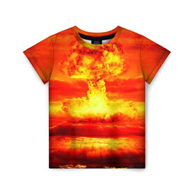 Детская футболка 3D с принтом Ядерный взрыв в Новосибирске, 100% гипоаллергенный полиэфир | прямой крой, круглый вырез горловины, длина до линии бедер, чуть спущенное плечо, ткань немного тянется | Тематика изображения на принте: взрыв | гриб | огонь