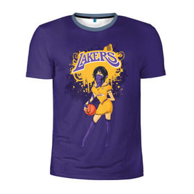 Мужская футболка 3D спортивная с принтом Lakers в Новосибирске, 100% полиэстер с улучшенными характеристиками | приталенный силуэт, круглая горловина, широкие плечи, сужается к линии бедра | basketball | cheerleader | girl | lakers | nba | street