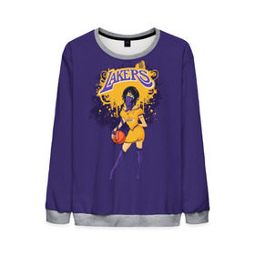 Мужской свитшот 3D с принтом Lakers в Новосибирске, 100% полиэстер с мягким внутренним слоем | круглый вырез горловины, мягкая резинка на манжетах и поясе, свободная посадка по фигуре | basketball | cheerleader | girl | lakers | nba | street