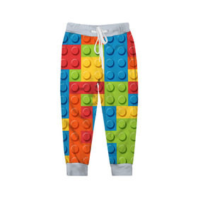 Детские брюки 3D с принтом Лего в Новосибирске, 100% полиэстер | манжеты по низу, эластичный пояс регулируется шнурком, по бокам два кармана без застежек, внутренняя часть кармана из мелкой сетки | Тематика изображения на принте: lego | tetris | детальки | лего | разноцветные