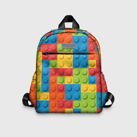 Детский рюкзак 3D с принтом Лего в Новосибирске, 100% полиэстер | лямки с регулируемой длиной, сверху петелька, чтобы рюкзак можно было повесить на вешалку. Основное отделение закрывается на молнию, как и внешний карман. Внутри дополнительный карман. По бокам два дополнительных кармашка | Тематика изображения на принте: lego | tetris | детальки | лего | разноцветные