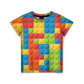 Детская футболка 3D с принтом Лего в Новосибирске, 100% гипоаллергенный полиэфир | прямой крой, круглый вырез горловины, длина до линии бедер, чуть спущенное плечо, ткань немного тянется | Тематика изображения на принте: lego | tetris | детальки | лего | разноцветные