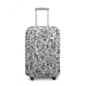 Чехол для чемодана 3D с принтом Белые голуби в Новосибирске, 86% полиэфир, 14% спандекс | двустороннее нанесение принта, прорези для ручек и колес | белый | гллубь | паттерн | птицы | птички | свдебный | свдьба | стая | текстура