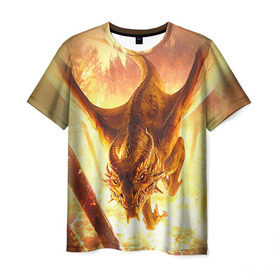 Мужская футболка 3D с принтом Дракон в Новосибирске, 100% полиэфир | прямой крой, круглый вырез горловины, длина до линии бедер | gwent | witcher | ведьмак | гвинт | геральт | дракон