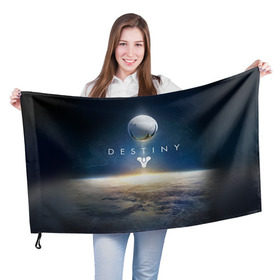 Флаг 3D с принтом Destiny 11 в Новосибирске, 100% полиэстер | плотность ткани — 95 г/м2, размер — 67 х 109 см. Принт наносится с одной стороны | Тематика изображения на принте: destiny | дестени | дэстэни | космос