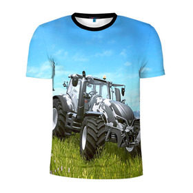 Мужская футболка 3D спортивная с принтом Farming simulator 1 в Новосибирске, 100% полиэстер с улучшенными характеристиками | приталенный силуэт, круглая горловина, широкие плечи, сужается к линии бедра | farming | simulator | трактор | фермер