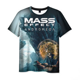 Мужская футболка 3D с принтом ME Andromeda 2 в Новосибирске, 100% полиэфир | прямой крой, круглый вырез горловины, длина до линии бедер | andromeda | effect | андромеда | массб эффект | эфект