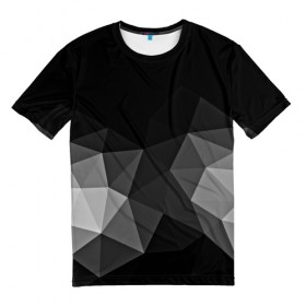 Мужская футболка 3D с принтом Abstract gray в Новосибирске, 100% полиэфир | прямой крой, круглый вырез горловины, длина до линии бедер | Тематика изображения на принте: abstraction | абстракция | геометрия | грани | изгиб | линии | полигоны | полосы | постель | розовый | сочетания | текстура | треугольники