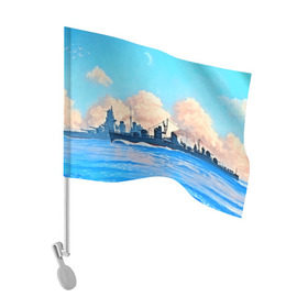 Флаг для автомобиля с принтом Корабль в Новосибирске, 100% полиэстер | Размер: 30*21 см | 3d | blue | брызги | вмф | вода | военный | волны | исторический | капли | корабль | лето | море | моряк | океан | природа | фрегат | шторм