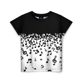 Детская футболка 3D с принтом Поглощение музыкой в Новосибирске, 100% гипоаллергенный полиэфир | прямой крой, круглый вырез горловины, длина до линии бедер, чуть спущенное плечо, ткань немного тянется | абстракция | арт | дизайн | музыка | ноты | ритм