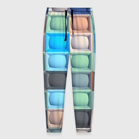 Мужские брюки 3D с принтом Квадратики в Новосибирске, 100% полиэстер | манжеты по низу, эластичный пояс регулируется шнурком, по бокам два кармана без застежек, внутренняя часть кармана из мелкой сетки | квадраты | текстуры | фигуры
