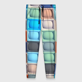 Женские брюки 3D с принтом Квадратики в Новосибирске, полиэстер 100% | прямой крой, два кармана без застежек по бокам, с мягкой трикотажной резинкой на поясе и по низу штанин. В поясе для дополнительного комфорта — широкие завязки | квадраты | текстуры | фигуры