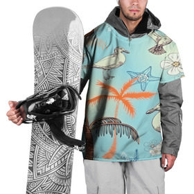 Накидка на куртку 3D с принтом Морской стиль в Новосибирске, 100% полиэстер |  | Тематика изображения на принте: арт | море | пальмы | природа | птицы | цветные | цветы | чайки | яркие