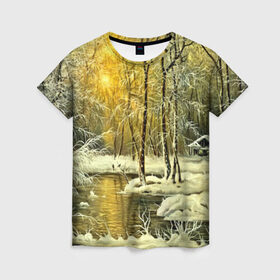 Женская футболка 3D с принтом Сказочная зима в Новосибирске, 100% полиэфир ( синтетическое хлопкоподобное полотно) | прямой крой, круглый вырез горловины, длина до линии бедер | верхушки | вершины | горы | ели | ёлки | ёлочки | зима | красота | лес | небо | облака | пасмурно | пейзаж | сказка | сказочно | снег | сугробы | тени | тучи | холмы | чудесно