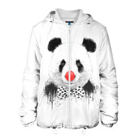 Мужская куртка 3D с принтом Панда в Новосибирске, ткань верха — 100% полиэстер, подклад — флис | прямой крой, подол и капюшон оформлены резинкой с фиксаторами, два кармана без застежек по бокам, один большой потайной карман на груди. Карман на груди застегивается на липучку | бант | китай | клоун | медведь | мишка | нос | панда