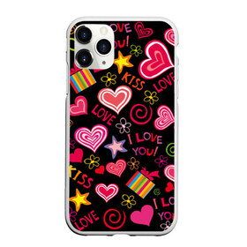 Чехол для iPhone 11 Pro матовый с принтом Love в Новосибирске, Силикон |  | Тематика изображения на принте: kiss | love | звезды | любовь | подарок | поцелуй | сердце | цветы