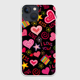 Чехол для iPhone 13 mini с принтом Love в Новосибирске,  |  | kiss | love | звезды | любовь | подарок | поцелуй | сердце | цветы