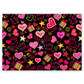 Поздравительная открытка с принтом Love в Новосибирске, 100% бумага | плотность бумаги 280 г/м2, матовая, на обратной стороне линовка и место для марки
 | Тематика изображения на принте: kiss | love | звезды | любовь | подарок | поцелуй | сердце | цветы