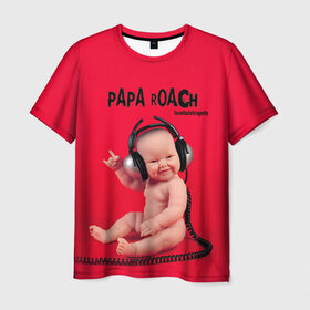 Мужская футболка 3D с принтом Paparoach 7 в Новосибирске, 100% полиэфир | прямой крой, круглый вырез горловины, длина до линии бедер | Тематика изображения на принте: papa roach | roach | папа роач | папароач | папароч | роач | роч