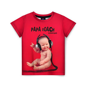 Детская футболка 3D с принтом Paparoach 7 в Новосибирске, 100% гипоаллергенный полиэфир | прямой крой, круглый вырез горловины, длина до линии бедер, чуть спущенное плечо, ткань немного тянется | Тематика изображения на принте: papa roach | roach | папа роач | папароач | папароч | роач | роч