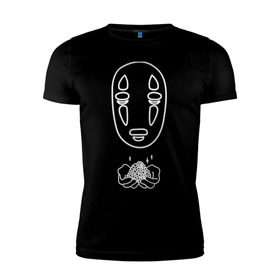 Мужская футболка премиум с принтом безликий в Новосибирске, 92% хлопок, 8% лайкра | приталенный силуэт, круглый вырез ворота, длина до линии бедра, короткий рукав | Тематика изображения на принте: anime | ghost | унесённые призраками