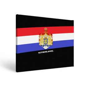 Холст прямоугольный с принтом Флаг и герб Нидерланды в Новосибирске, 100% ПВХ |  | Тематика изображения на принте: амстердам | голландия | европа