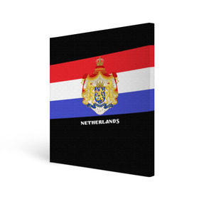 Холст квадратный с принтом Флаг и герб Нидерланды в Новосибирске, 100% ПВХ |  | Тематика изображения на принте: амстердам | голландия | европа