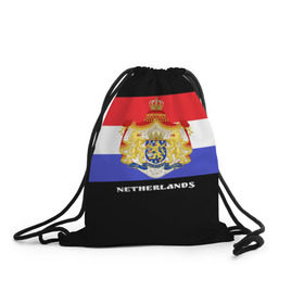 Рюкзак-мешок 3D с принтом Флаг и герб Нидерланды в Новосибирске, 100% полиэстер | плотность ткани — 200 г/м2, размер — 35 х 45 см; лямки — толстые шнурки, застежка на шнуровке, без карманов и подкладки | амстердам | голландия | европа